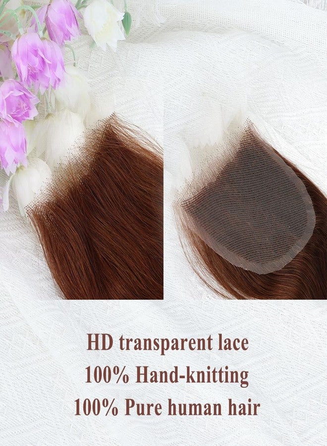 Allrun Brown color Body Wave Closure 4x4 Free Part Closure Brazilian Human Hair Closure Brown Body Wave Lace Closure Virgin Human Hair HD Lace closure Chocolate Brown (14 Inch) - Image 4